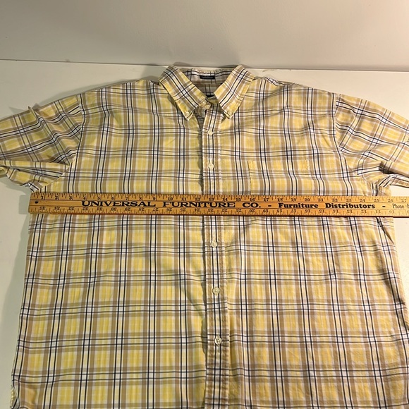 IZOD Men’s Button Down Collared Long Sleeve Sz XL Yellow & Tan Plaid Shirt - Picture 8 of 10
